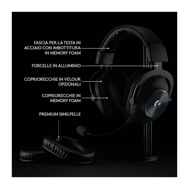 CUFFIE GAMING LOGITECH PRO X WIRELESS LIGHTSPEED 981-000907 NERO