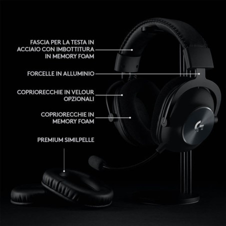 CUFFIE GAMING LOGITECH PRO X WIRELESS LIGHTSPEED 981-000907 NERO