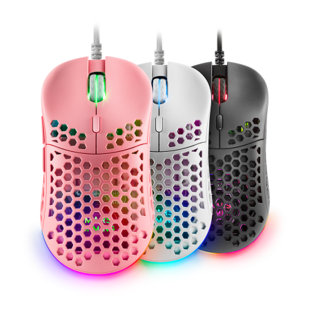 MOUSE GAMING MARS MM55 12800 dpi Alloggiamento del pannello perforato ROSA