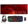 PACK GAMING MARS 4 in 1 Tastiera Mouse 4000dpi Cuffie con Microfono Mousepad