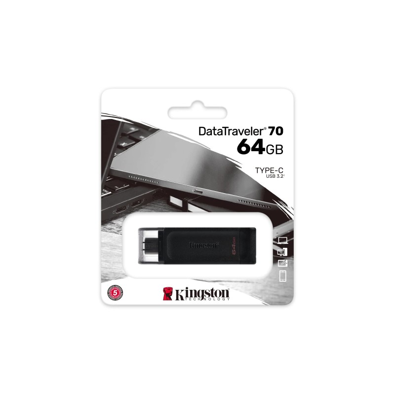 Pendrive Kingston DataTraveler 70 Memoria USB tipo C 64 GB DT70/64GB