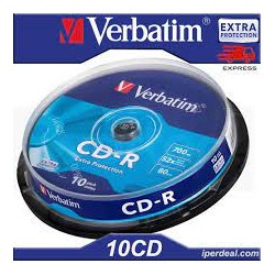 Confezione 10pz CD-R VERBATIM 52X 700MB 43437