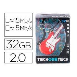 Pendrive TechOneTech Guitar Red One Memoria USB 2.0 32 GB TEC5140-32