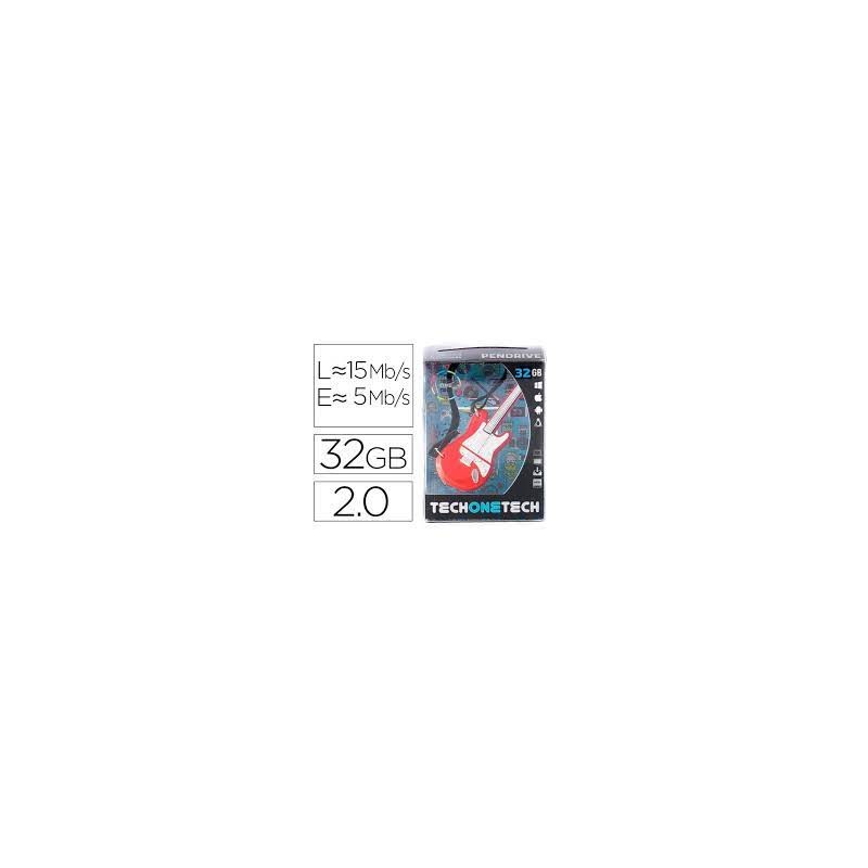 Pendrive TechOneTech Guitar Red One Memoria USB 2.0 32 GB TEC5140-32