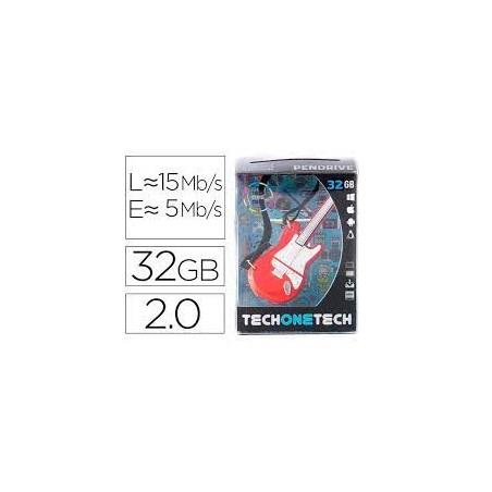 Pendrive TechOneTech Guitar Red One Memoria USB 2.0 32 GB TEC5140-32