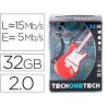 Pendrive TechOneTech Guitar Red One Memoria USB 2.0 32 GB TEC5140-32