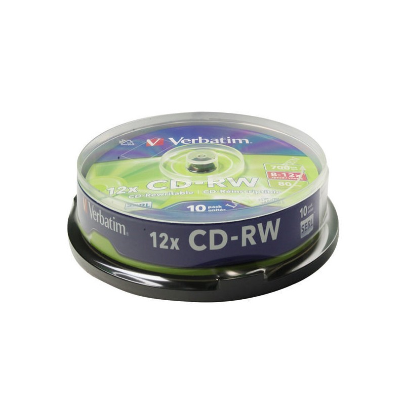 Confezione 10pz CD-RW VERBATIM 43480 riscrivibile 8-12x 700 MB