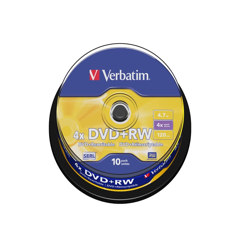 Confezione 10pz DVD+RW VERBATIM 43488 riscrivibili 4x 4,7 GB