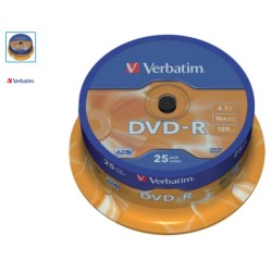 Confezione 25pz Verbatim DVD-R 16x 4,7 GB 43522