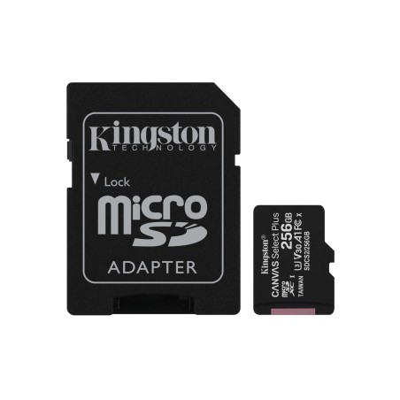 Scheda Memoria Kingston Micro SDXC Scheda 256GB Classe 10 100MB/s Canvas Select Plus + Adattatore SD SDCS3/256GB