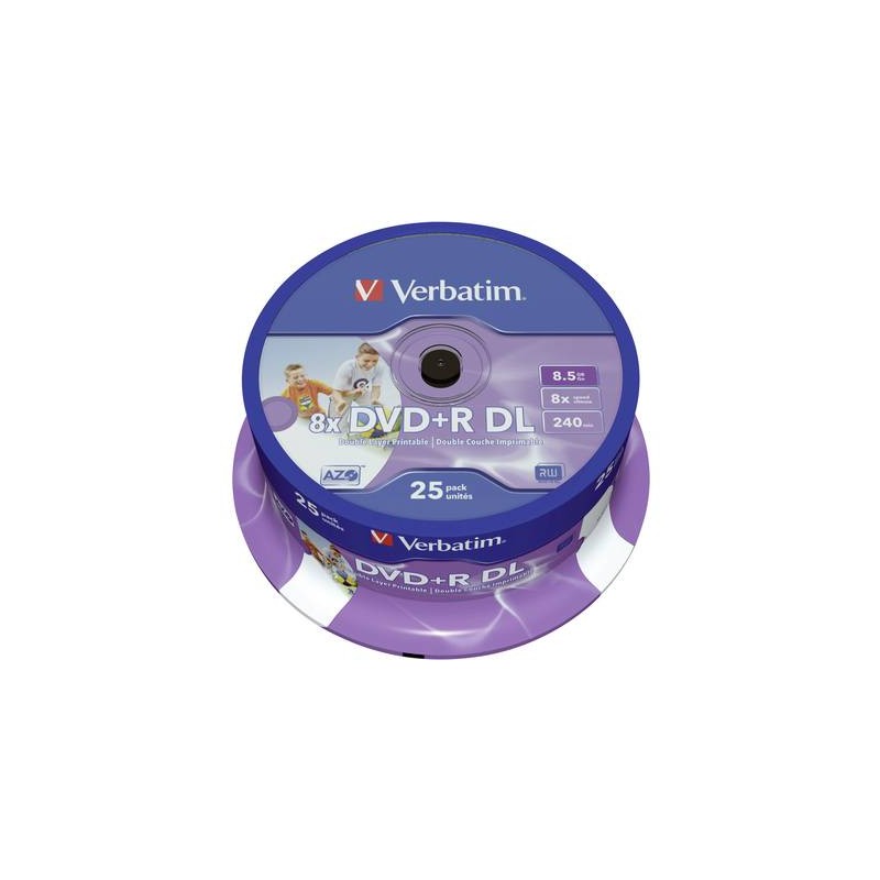 Confezione 25pz Verbatim DVD+R stampabili doppio strato 8 x 8,5 GB 43667