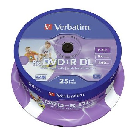 Confezione 25pz Verbatim DVD+R stampabili doppio strato 8 x 8,5 GB 43667