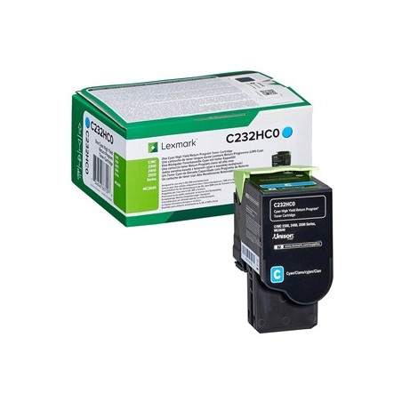 TONER ORIGINALE LEXMARK C2325 MC2325 C232HC0 CIANO