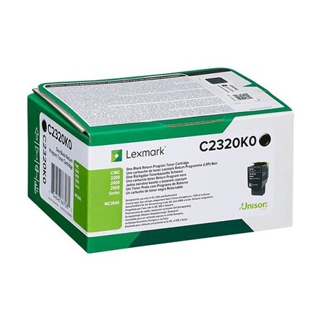 TONER ORIGINALE LEXMARK C2325 MC2325 C2320K0 NERO 1K