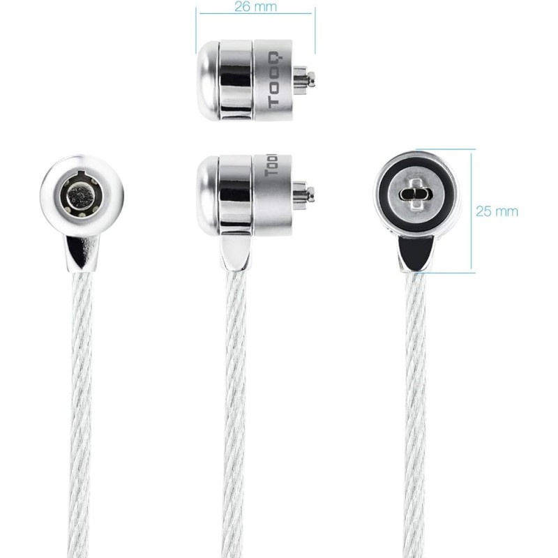 Cavo di sicurezza universale Tooq con chiave per laptop - Acciaio 4,5 mm - Lunghezza 1,50 m