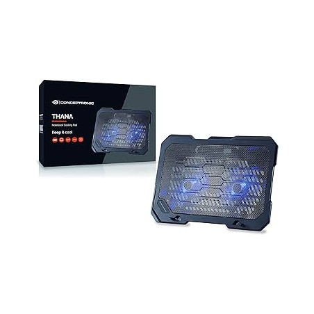 Piattaforma di raffreddamento per laptop Conceptronic - Fino a 15,6" - 2 ventole - LED blu - Colore nero