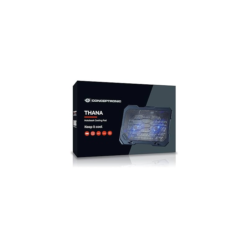 Piattaforma di raffreddamento per laptop Conceptronic - Fino a 15,6" - 2 ventole - LED blu - Colore nero