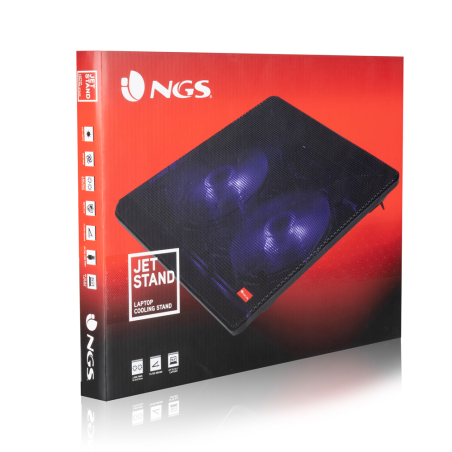 Base di raffreddamento NGS Jetstand per laptop fino a 15,6"  1x USB 2 ventole silenziose 2 livelli di altezza