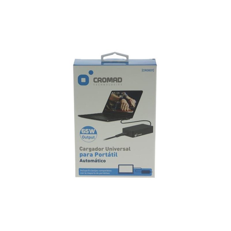 Caricatore automatico universale per laptop Cromad 65W - 8 connettori diversi CR0801