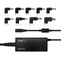 Caricatore Aisens Multitensione Automatico Universale per Laptop 65W con 9 Connettori + USB-A