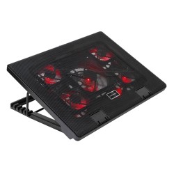 Base di raffreddamento per laptop Mars Gaming MNBC2 fino a 17,3" USB Inclinazione regolabile 5 ventole Illuminazione a LED rossa