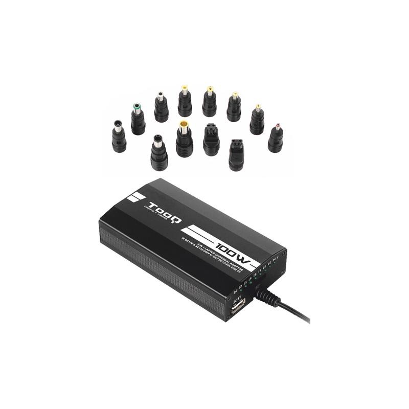 Tooq Caricatore Universale per Laptop 100W USB 12 Adattatori Voltaggio 12-24V Indicatore LED
