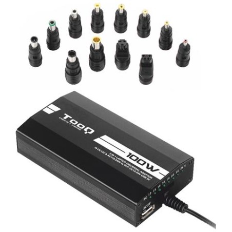 Tooq Caricatore Universale per Laptop 100W USB 12 Adattatori Voltaggio 12-24V Indicatore LED