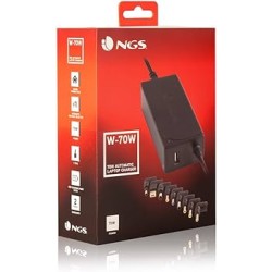 Caricabatteria automatico universale per laptop NGS 70W 1x USB 2.0 9 adattatori
