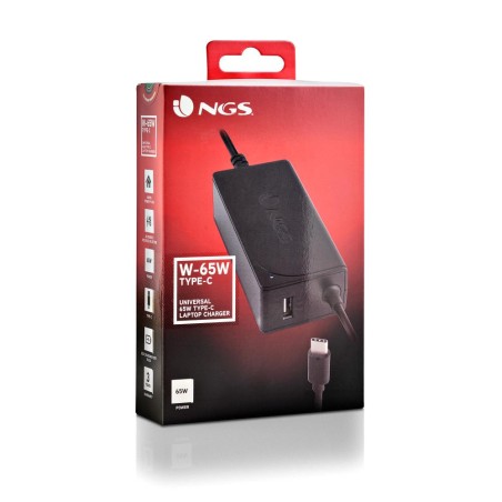 Caricatore automatico universale per laptop NGS 65W USB-C - 1x USB 2.0 - Voltaggio 5-20V