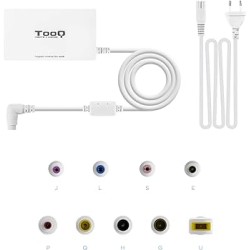 Tooq Caricatore Automatico Universale per Laptop 100W USB 9 Adattatori Voltaggio 18,5-20V Design Slim Colore Bianco
