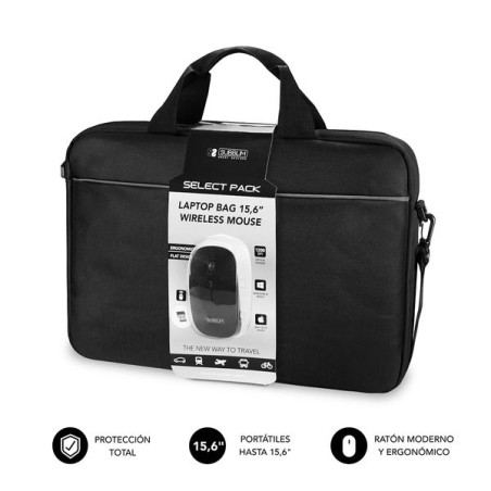 Borsa Custodia Subblim Briefcase Select Pack con mouse wireless ergonomico ed extra sottile fino a 15.6 pollici