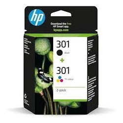BIPACK CARTUCCIA ORIGINALE HP DESKJET 1000 HP 301 N9J72AE NERO+COLORE