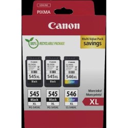 MULTIPACK 3 CARTUCCE ORIGINALI CANON PG-545XL CL-546XL 8286B013 8286B015