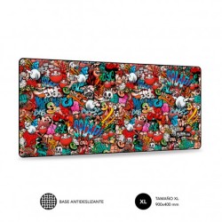 Tappetino per mouse Subblim Graffiti Dimensioni 900x400mm Gomma antiscivolo Bordi cuciti