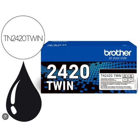 BIPACK 02 TONER ORIGINALE BROTHER TN-2420 MFC L2710 HL L2310 TN2420TWIN 2X3000 COPIE