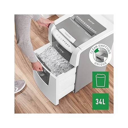 Distruggidocumenti automatico Leitz IQ 100 Autofeed P4 Distrugge 100 fogli Cestino da 34 litri 80110000
