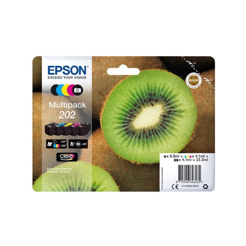 MULTIPACK 5PZ CARTUCCIA ORIGINALE EPSON BCMY EXPRESSION HOME XP-6600 T202 202 BK CYM BKPH C13T02E74010