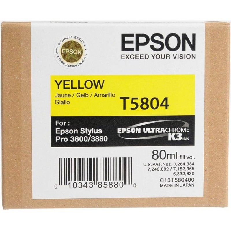 CARTUCCIA ORIGINALE EPSON STYLUS Pro 3800 C13T580400 T5804 GIALLO