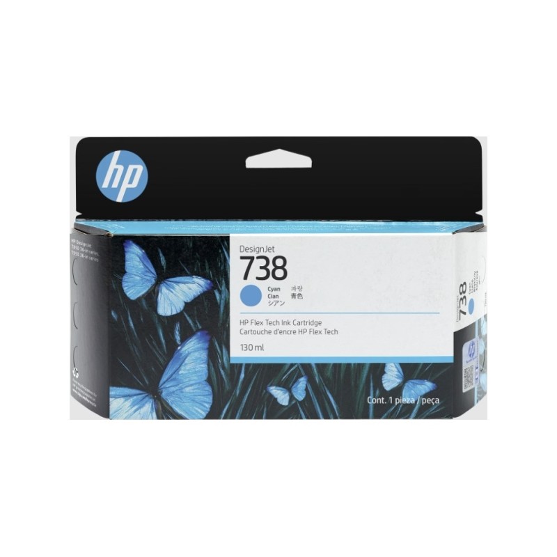CARTUCCIA ORIGINALE HP CIANO 498N5A 738 DesignJet T850 T950 36-Zoll 130ml