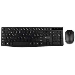 Tastiera e mouse wireless NGS 2,4 GHz Francese AZERTY 12 tasti multimediali 1200 dpi Colore nero