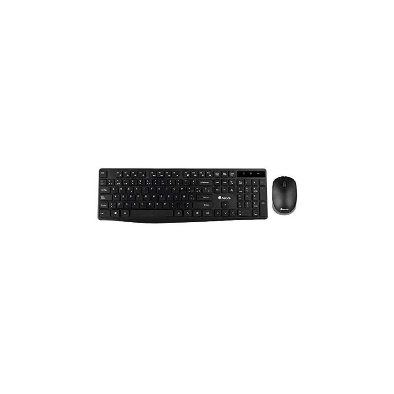 Tastiera e mouse wireless NGS 2,4 GHz Francese AZERTY 12 tasti multimediali 1200 dpi Colore nero