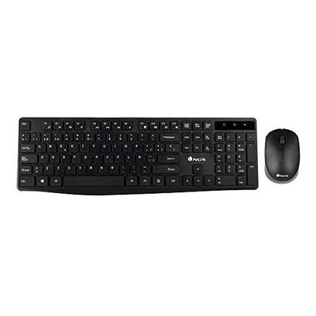 Tastiera e mouse wireless NGS 2,4 GHz Francese AZERTY 12 tasti multimediali 1200 dpi Colore nero