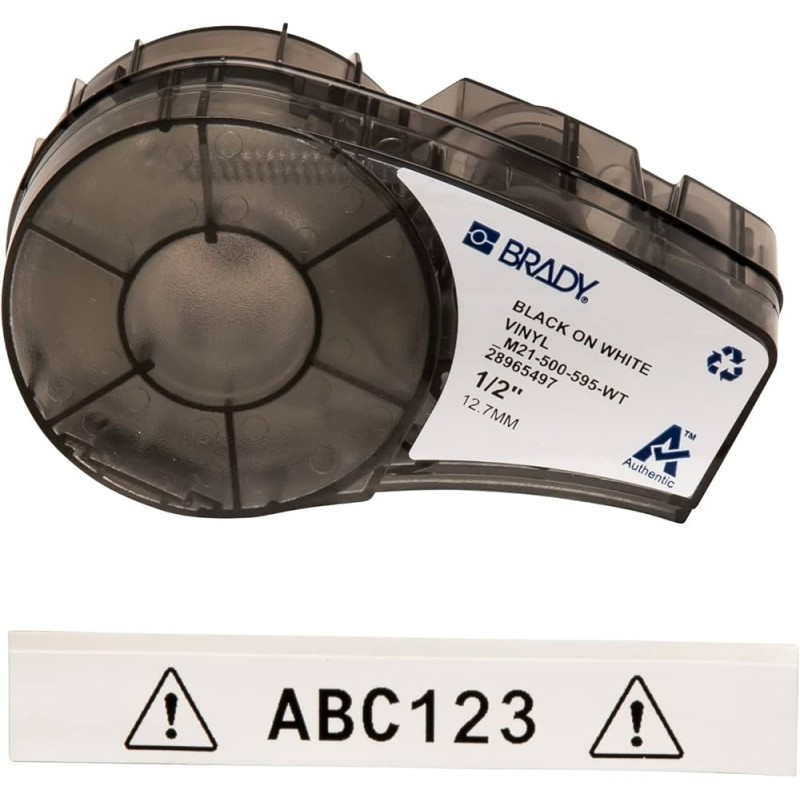 NASTRO COMPATIBILE PER ETICHETTE NYLON BRADY BMP21 M21-500-499-TB - Testo nero su sfondo bianco