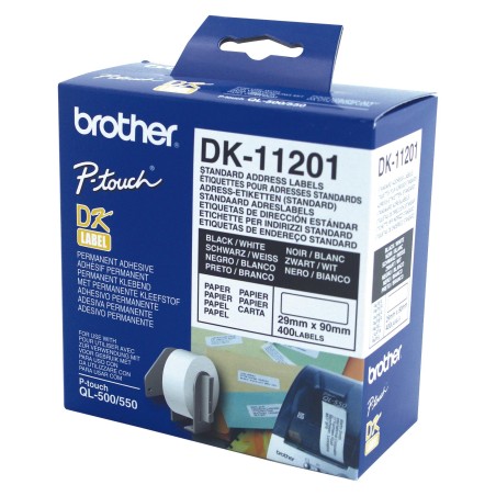 ETICHETTE ORIGINALI BROTHER DK11201 DK-11201 29mm X 90mm BIANCHE ROTOLO DA 400 PZ
