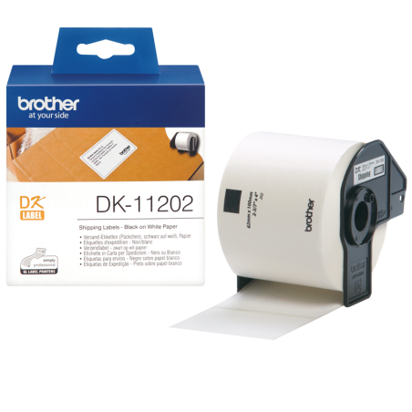 ETICHETTE ADESIVE ORIGINALI BROTHER DK11202 DK-11202 62x100 mm Testo nero su sfondo bianco