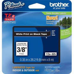 NASTRO ETICHETTE ORIGINALE LAMINATO BROTHER TZE325 Larghezza 9 mm x 8 metri