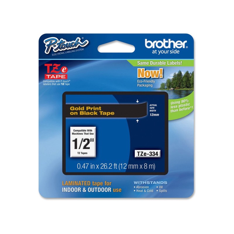 NASTRO ETICHETTE ORIGINALI LAMINATO BROTHER TZE334 Larghezza 12 mm x 8 metri