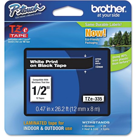 NASTRO ETICHETTE ORIGINALI LAMINATO BROTHER TZE335 Larghezza 12 mm x 8 metri