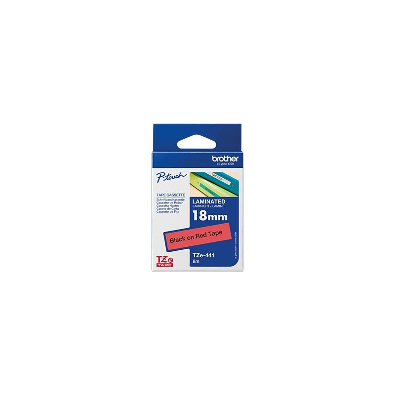 NASTRO ETICHETTE ORIGINALI LAMINATO BROTHER TZe441 Larghezza 18 mm x 8 metri