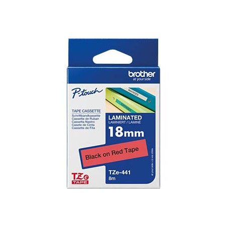 NASTRO ETICHETTE ORIGINALI LAMINATO BROTHER TZe441 Larghezza 18 mm x 8 metri
